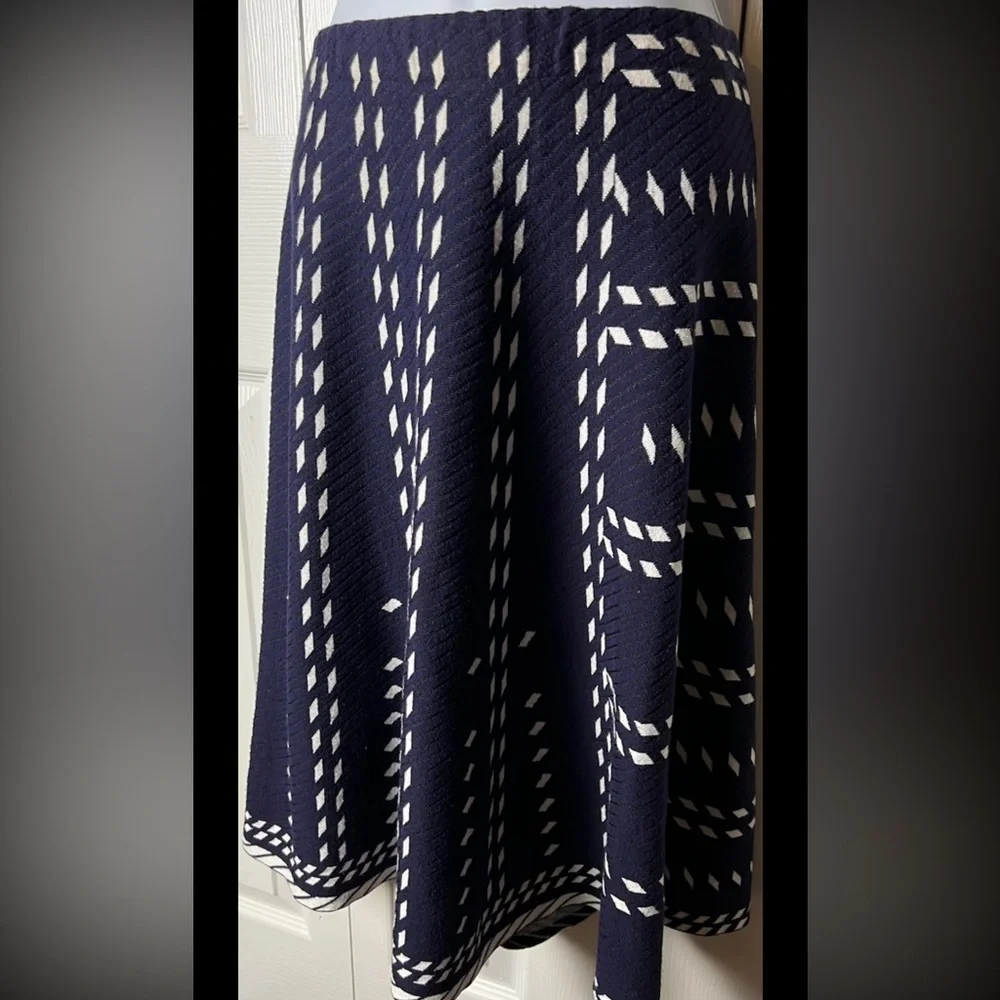 NIC + ZOE Sweater Skirt Falling Star Flare PullOn Navy Blue White